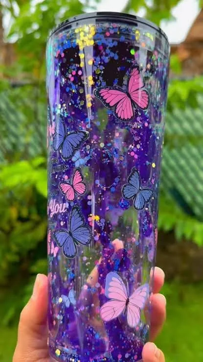 Cute decorated cup with stickers